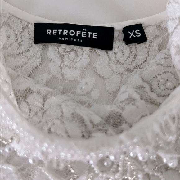 Retrofete Landy Sheer Lace Faux Pearl Adorned Maxi Dress White NEW with tag - Picture 7 of 14